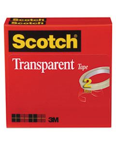 MMM6002P1272 TRANSPARENT TAPE, 3" CORE, 0.5" X 72 YDS, TRANSPARENT, 2/PACK