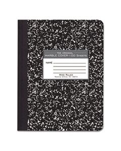 ROA77230 MARBLE COVER COMPOSITION BOOK, WIDE/LEGAL RULE, BLACK COVER, 9.75 X 7.5, 100 SHEETS