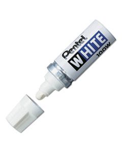 PEN100W PERMANENT MARKER, BROAD BULLET TIP, WHITE