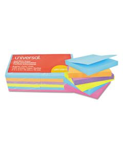 UNV35610 SELF-STICK NOTE PADS, 3 X 3, ASSORTED BRIGHT COLORS, 100-SHEET, 12/PK