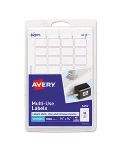AVE05418 REMOVABLE MULTI-USE LABELS, INKJET/LASER PRINTERS, 0.5 X 0.75, WHITE, 36/SHEET, 28 SHEETS/PACK