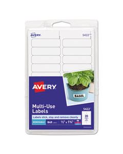 AVE05422 REMOVABLE MULTI-USE LABELS, INKJET/LASER PRINTERS, 0.5 X 1.75, WHITE, 20/SHEET, 42 SHEETS/PACK