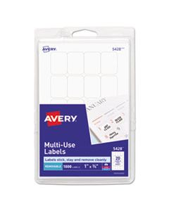 AVE05428 REMOVABLE MULTI-USE LABELS, INKJET/LASER PRINTERS, 1 X 0.75, WHITE, 20/SHEET, 50 SHEETS/PACK