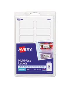 AVE05430 REMOVABLE MULTI-USE LABELS, INKJET/LASER PRINTERS, 0.75 X 1.5, WHITE, 14/SHEET, 36 SHEETS/PACK