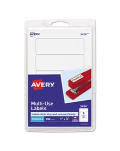 AVE05436 REMOVABLE MULTI-USE LABELS, INKJET/LASER PRINTERS, 1 X 3, WHITE, 5/SHEET, 50 SHEETS/PACK