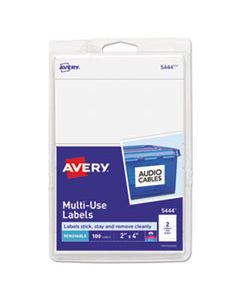 AVE05444 REMOVABLE MULTI-USE LABELS, INKJET/LASER PRINTERS, 2 X 4, WHITE, 2/SHEET, 50 SHEETS/PACK