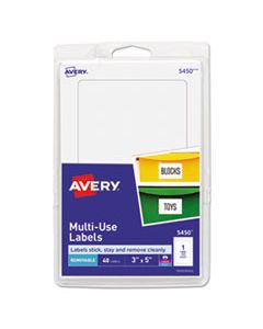 AVE05450 REMOVABLE MULTI-USE LABELS, INKJET/LASER PRINTERS, 3 X 5, WHITE, 40/PACK