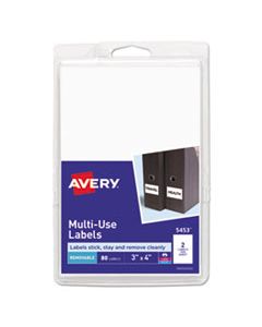 AVE05453 REMOVABLE MULTI-USE LABELS, INKJET/LASER PRINTERS, 3 X 4, WHITE, 2/SHEET, 40 SHEETS/PACK