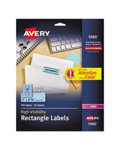 AVE5980 HIGH-VISIBILITY PERMANENT LASER ID LABELS, 1 X 2 5/8, PASTEL BLUE, 750/PACK