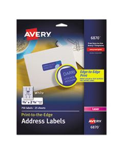 AVE6870 VIBRANT LASER COLOR-PRINT LABELS W/ SURE FEED, 3/4 X 2 1/4, WHITE, 750/PK