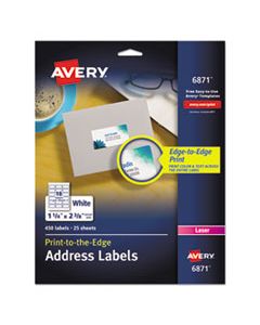 AVE6871 VIBRANT LASER COLOR-PRINT LABELS W/ SURE FEED, 1 1/4 X 2 3/8, WHITE, 450/PACK