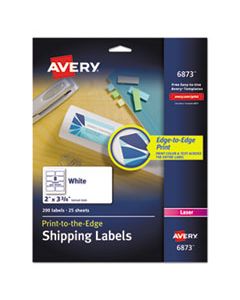 AVE6873 VIBRANT LASER COLOR-PRINT LABELS W/ SURE FEED, 2 X 3 3/4, WHITE, 200/PK