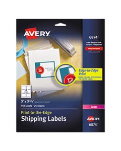 AVE6874 VIBRANT LASER COLOR-PRINT LABELS W/ SURE FEED, 3 X 3 3/4, WHITE, 150/PK