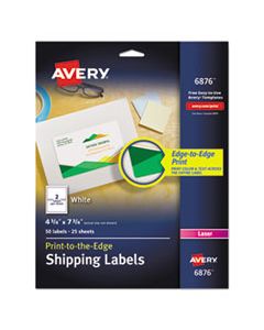 AVE6876 VIBRANT LASER COLOR-PRINT LABELS W/ SURE FEED, 4 3/4 X 7 3/4, WHITE, 50/PACK