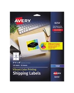 AVE8254 VIBRANT INKJET COLOR-PRINT LABELS W/ SURE FEED, 3 1/3 X 4, MATTE WHITE, 120/PK