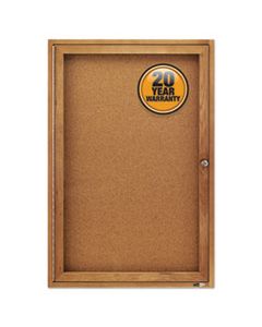 QRT363 ENCLOSED BULLETIN BOARD, NATURAL CORK/FIBERBOARD, 24 X 36, OAK FRAME