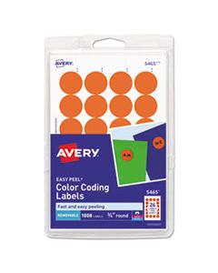 AVE05465 PRINTABLE SELF-ADHESIVE REMOVABLE COLOR-CODING LABELS, 0.75" DIA., ORANGE, 24/SHEET, 42 SHEETS/PACK