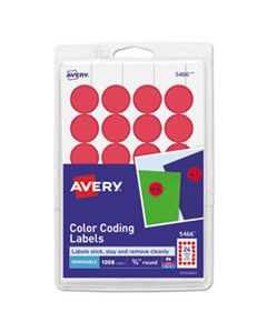 AVE05466 PRINTABLE SELF-ADHESIVE REMOVABLE COLOR-CODING LABELS, 0.75" DIA., RED, 24/SHEET, 42 SHEETS/PACK