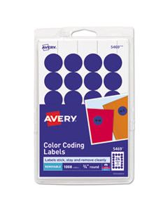 AVE05469 PRINTABLE SELF-ADHESIVE REMOVABLE COLOR-CODING LABELS, 0.75" DIA., DARK BLUE, 24/SHEET, 42 SHEETS/PACK