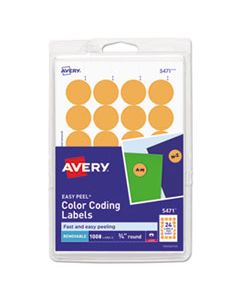 AVE05471 PRINTABLE SELF-ADHESIVE REMOVABLE COLOR-CODING LABELS, 0.75" DIA., NEON ORANGE, 24/SHEET, 42 SHEETS/PACK