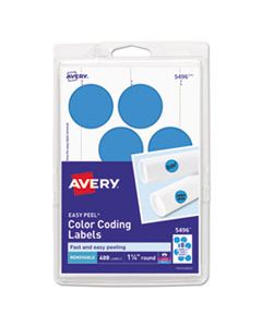 AVE05496 PRINTABLE SELF-ADHESIVE REMOVABLE COLOR-CODING LABELS, 1.25" DIA., LIGHT BLUE, 8/SHEET, 50 SHEETS/PACK