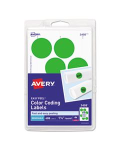 AVE05498 PRINTABLE SELF-ADHESIVE REMOVABLE COLOR-CODING LABELS, 1.25" DIA., NEON GREEN, 8/SHEET, 50 SHEETS/PACK