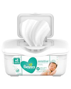 PGC19505CT SENSITIVE BABY WIPES, WHITE, COTTON, UNSCENTED, 64/TUB, 8 TUB/CARTON