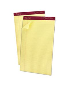 TOP20034 GOLD FIBRE WRITING PADS, NARROW RULE, 8.5 X 14, CANARY, 50 SHEETS, DOZEN