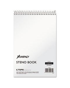 TOP25472 STENO BOOKS, GREGG RULE, 6 X 9, WHITE, 70 SHEETS