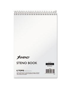 TOP25774 STENO BOOKS, GREGG RULE, 6 X 9, WHITE, 80 SHEETS