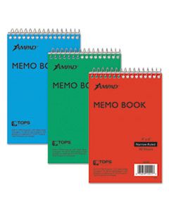 TOP45094 MEMO BOOKS, NARROW RULE, 6 X 4, WHITE, 40 SHEETS, 3/PACK