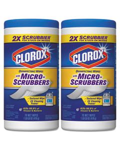 CLO31457 DISINFECTING WIPES WITH MICRO-SCRUBBERS, 7 X 8, CRISP LEMON, 70/CANISTER, 2/PK