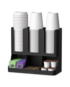 EMSUPRIGHT6BLK FLUME SIX-SECTION UPRIGHT COFFEE CONDIMENT/CUP ORGANIZER, BLACK, 11.5 X 6.5 X 15