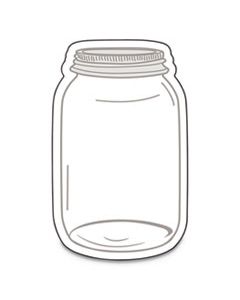 CDP120543 SINGLE DESIGN CUT-OUTS, MASON JARS, WHITE/GRAY, 3" X 3", 36/PACK