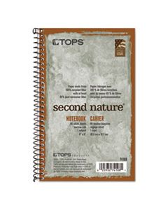 TOP74108 SECOND NATURE SINGLE SUBJECT WIREBOUND NOTEBOOKS, 1 SUBJECT, NARROW RULE, GREEN COVER, 8 X 5, 80 SHEETS