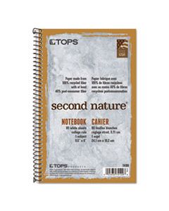 TOP74109 SECOND NATURE SINGLE SUBJECT WIREBOUND NOTEBOOKS, 1 SUBJECT, MEDIUM/COLLEGE RULE, LIGHT BLUE COVER, 9.5 X 6, 80 SHEETS