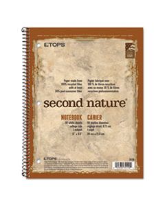 TOP74110 SECOND NATURE SINGLE SUBJECT WIREBOUND NOTEBOOKS, 1 SUBJECT, MEDIUM/COLLEGE RULE, TAN/BROWN COVER, 11 X 8.5, 50 SHEETS