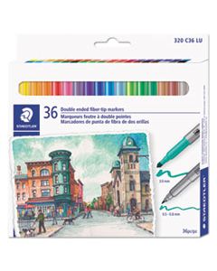 STD320C36LU DOUBLE ENDED MARKERS, ASSORTED BULLET TIPS, ASSORTED COLORS, 36/PACK