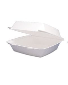 DCC95HT1R CARRYOUT FOOD CONTAINER, FOAM HINGED 1-COMP, 9 1/2 X 9 1/4 X 3, 200/CARTON