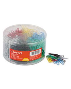 UNV21000 PLASTIC-COATED PAPER CLIPS, SMALL (NO. 1), ASSORTED COLORS, 1,000/PACK