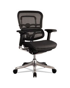 EUTME5ERGLTN15 ERGOHUMAN ELITE MID-BACK MESH CHAIR, SUPPORTS UP TO 250 LBS., BLACK SEAT/BLACK BACK, BLACK BASE