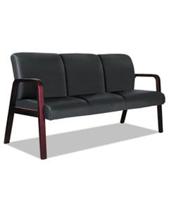 ALERL2319M ALERA RECEPTION LOUNGE WL 3-SEAT SOFA, 65.75W X 26.13D X 33H, BLACK/MAHOGANY