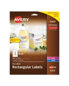 AVE22835 DURABLE WATER-RESISTANT WRAPAROUND LABELS W/ SURE FEED, 3 1/4 X 7 3/4, 16/PK