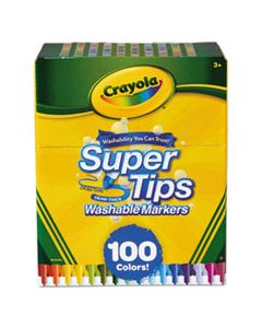 CYO585100 SUPER TIPS WASHABLE MARKERS, BROAD/FINE BULLET TIP, ASSORTED COLORS, 100/SET