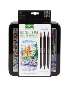 CYO586501 BRUSH & DETAIL DUAL ENDED MARKERS, EXTRA-FINE BRUSH/BULLET TIP, ASSORTED COLORS, 16/SET