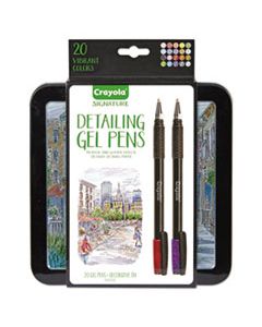 CYO586503 DETAILING STICK GEL PEN, MEDIUM 1MM, ASSORTED INK, BLACK BARREL, 20/SET