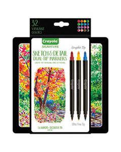 CYO586511 SKETCH & DETAIL DUAL ENDED MARKERS, X-FINE/FINE BULLET TIP, ASSORTED COLORS, 16/SET