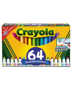 CYO588180 BROAD LINE WASHABLE MARKERS, BROAD BULLET TIP, ASSORTED COLORS, 64/SET