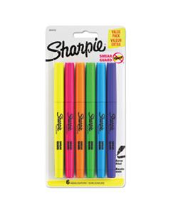 SAN2010752 POCKET STYLE HIGHLIGHTERS, CHISEL TIP, ASSORTED COLORS, 6/PACK