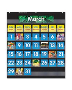 SHS583866 MONTHLY CALENDAR POCKET CHART, 43 POCKETS, 25" X 27.75", BLACK